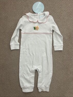 NWT Little English white daisy crochet playsuit